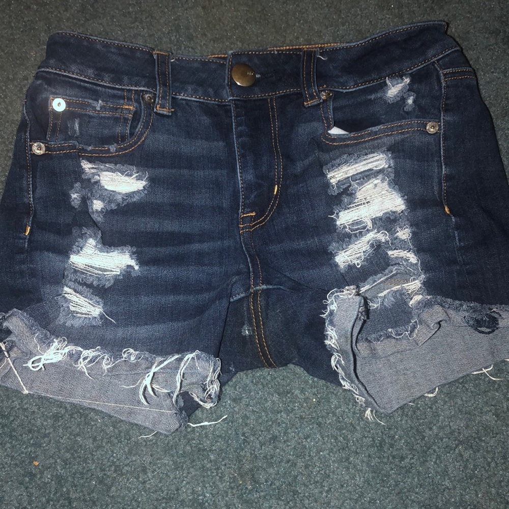 Ripped jean shorts
